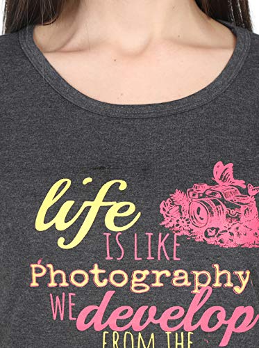 Image of FLEXIMAA Women's Cotton Printed Round Neck Half Sleeve T-Shirt