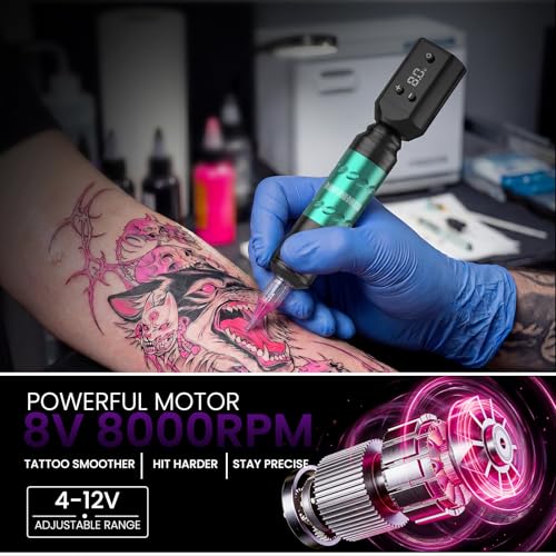 Kit de tatouage sans fil avec machine rotative et double batterie de rechange