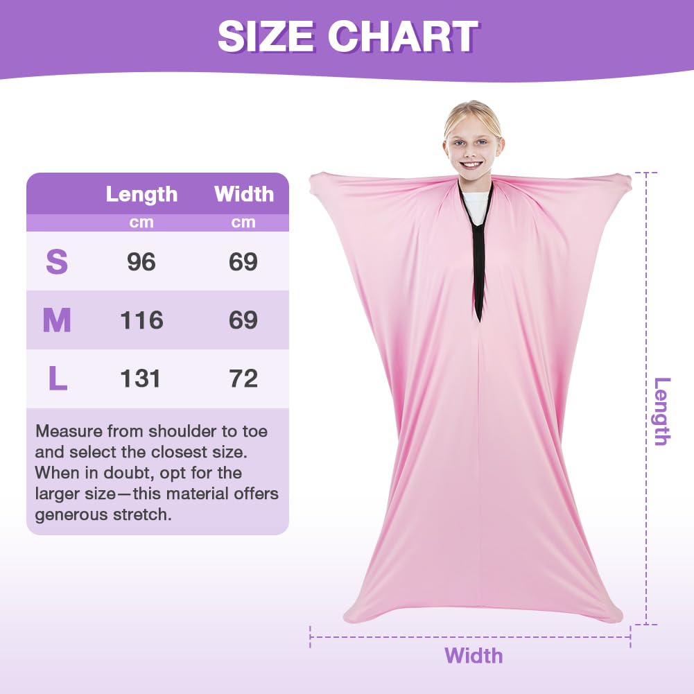 Calzino per Tutto Il Corpo, 116x69cm Full-Body Wrap Elastic Body Sox, Calze Elastiche Sensoriali per Alleviare Lo Stress per I Bambini con Autismo e Ansia, Rosa, M
