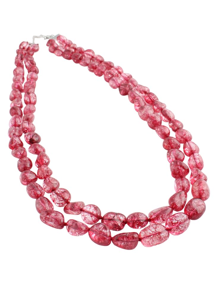 A V FASHION - Semi Precious Pink Tourmaline Gemstone Tumble Beads Necklace Double Layer Traditional Beaded Pink Color 16 inch Long 2 Line Mala Fashion Jewellery (B0CR189V3V) Amazon Price History, Amazon Price Tracker