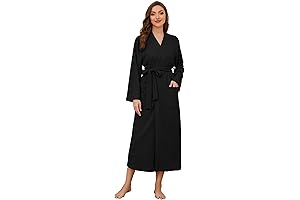 Women's Long Knit Bathrobe - Soft and Comfortable Polyester Robe