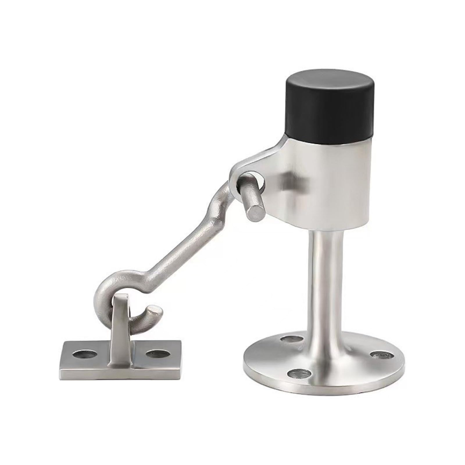 Luercher Silver Door Stop Stainless Steel Door Stopper With Hook Heavy Duty Doorstop With Scews Wall Mounted Door Stopper For Home