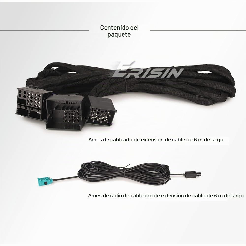 Erisin BM6M Cable de Extensión de Alimentación 6M Arnés de Cables 12 pines Macho Radio para el Mercado de Accesorios BMW 3/5 Series X5 M3 M5 E46 E53 E39 E38 GPS Radio de Coche