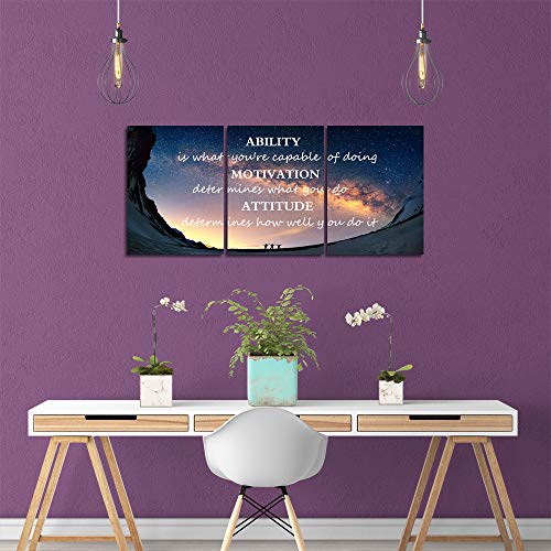 Yetaryy Motivational Quotes Canvas Wall Art Inspirational Ability Motivation Attitude Saying Words Posters Prints Entrepreneur Quote Home Office Bedroom Decor 3 Panels Ready To Hang - 36" W X 16" H #TOP2