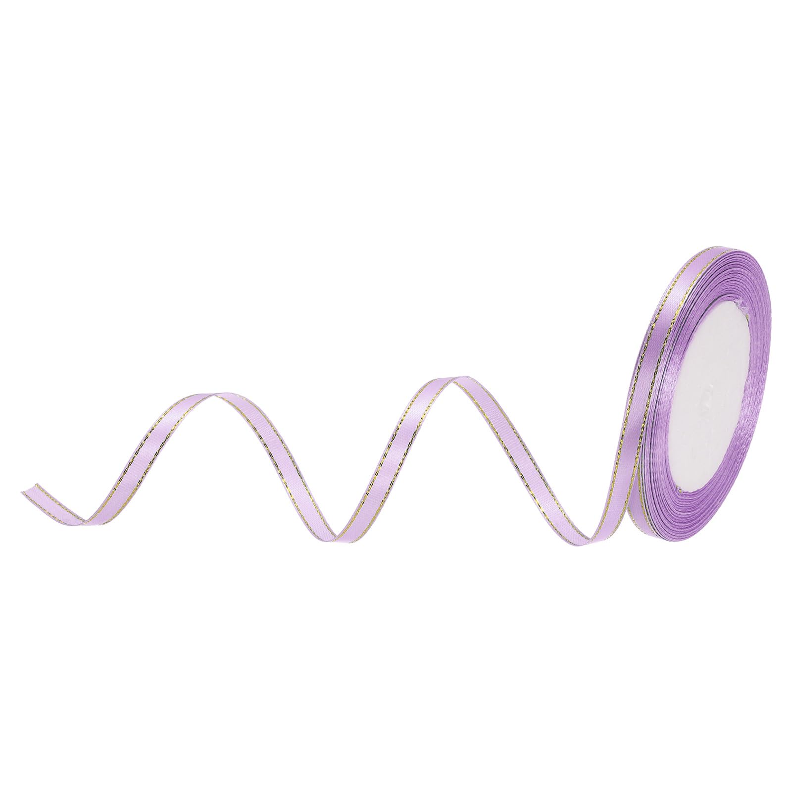 MECCANIXITY 1/4 Inch 25 Yard Wide Satin Ribbon with Gold Edges Border Grosgrain Fabric Ribbon for Gift Wrapping Wedding Bouquet, Deep Purple