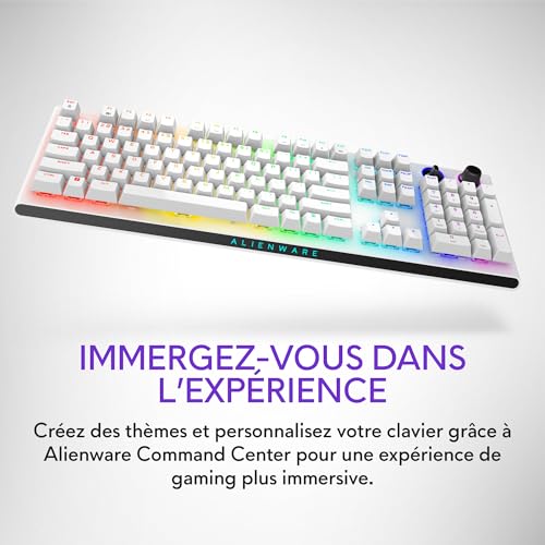 Alienware AW920K Clavier Gaming Sans Fil Trimode QWERTY Cherry MX touches PBT durables rétroéclairage AlienFX RVB 16 8 couleurs autonomie 110 h Lunar - vue 4