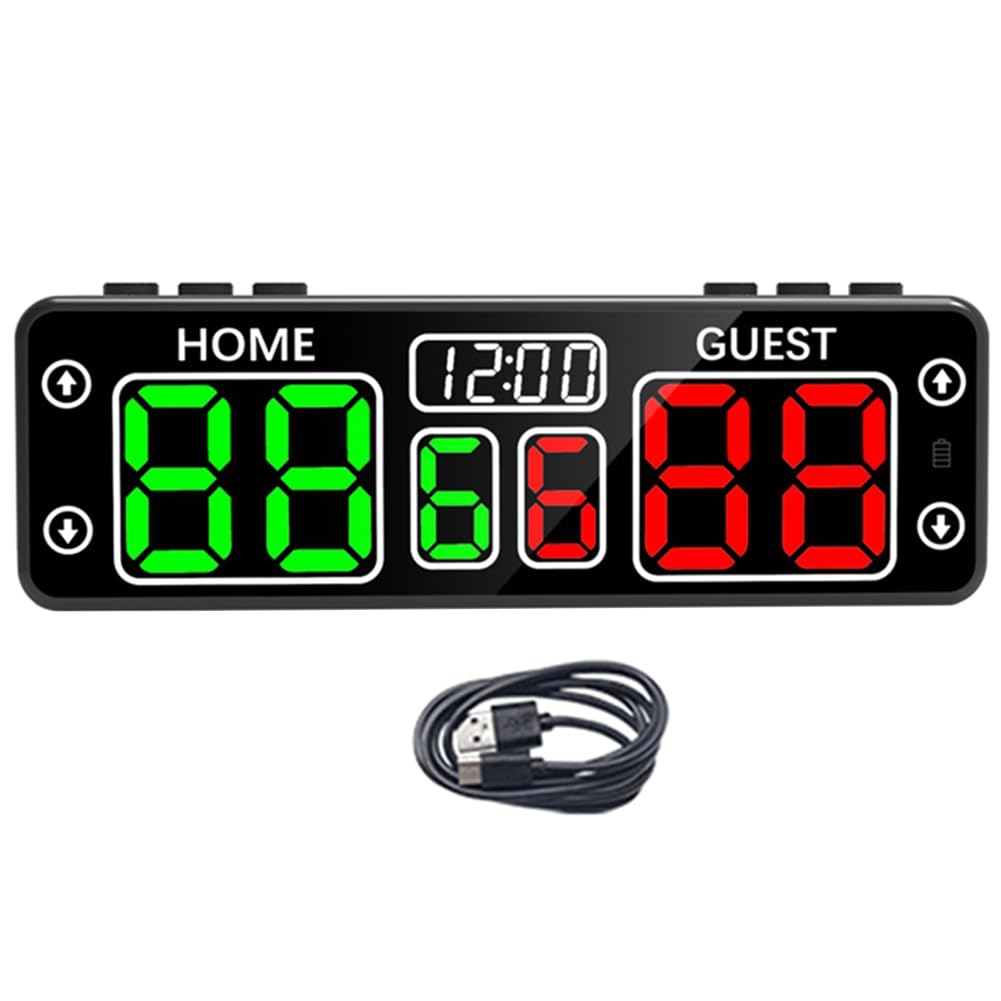 LED Digital Scoreboard with Countdown Timer, Portable Electronic Display for Basketball Volleyball Tennis Baseball Indoor Outdoor Sports