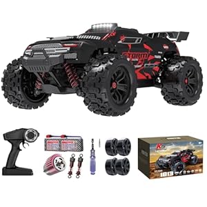 KGF 1:18 Scale All Terrain RC Cars, 40km/h High Speed Remote Control Car, 2.4Ghz RC Car Toys Gifts for Kids and Adults, 4WD Electric Vehicle with 2 Rechargeable Batteries, Off Road Monster Truck