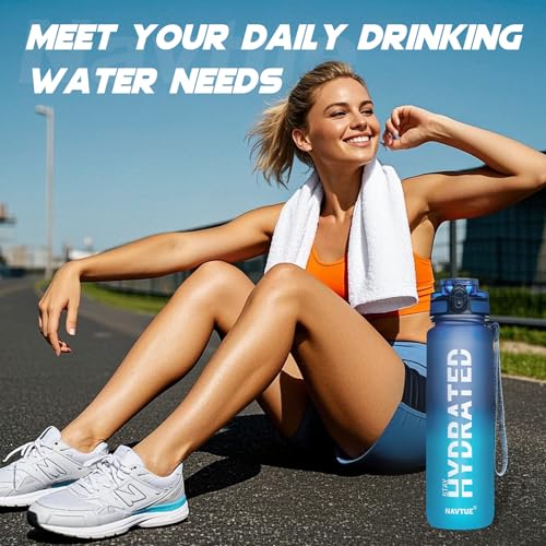 Image of Water Bottle 32 oz Motivational Time Marker Tritan Bottle