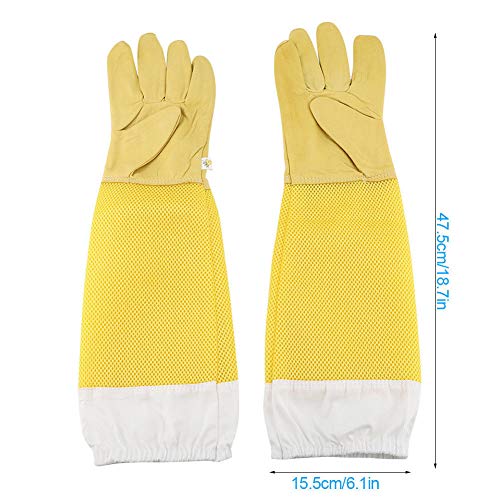 Kuinayouyi Imker-Handschuhe aus Ziegenleder mit belüfteten Imkern, lange Ärmel – Bild 5