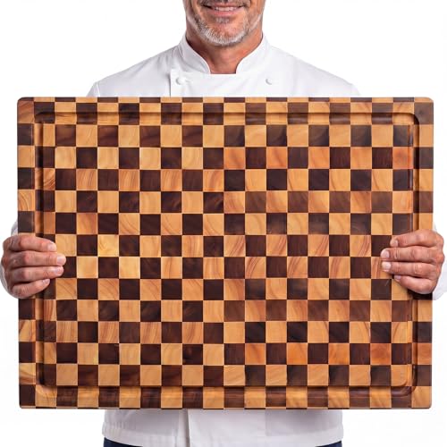 Tabla de Cortar Extra Grande Patelai de Madera de Acacia, 61 x 45,7 cm, con Ranuras para Jugos y Asas Integradas para Cortar Carne, Queso, Frutas y Verduras miniatura 1