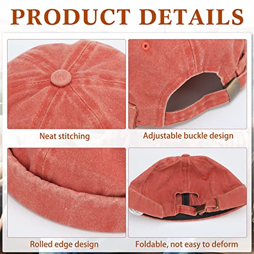 Image of Janmercy 8 Pcs Brimless Hats for Men Adjustable Skullcap Docker Hat Buckle Beanie Cap Wash Cotton No Brim Hats for Men Women