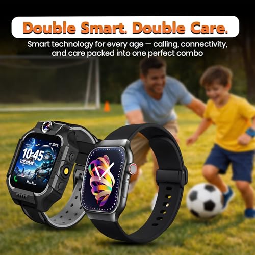 Image of PunnkFunnk Smart Watch & Kids Calling Smart Watch Combo, 1.83 inch HD Fitness Watch with Bluetooth Calling + Kids Camera Smartwatch with Games, Heart Rate, SpO2, Sleep Monitor, Boys & Girls