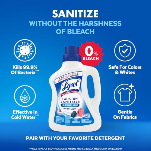 Lysol Laundry Sanitizer Liquid, Detergent Additive, Crisp Linen, 90oz - image 3