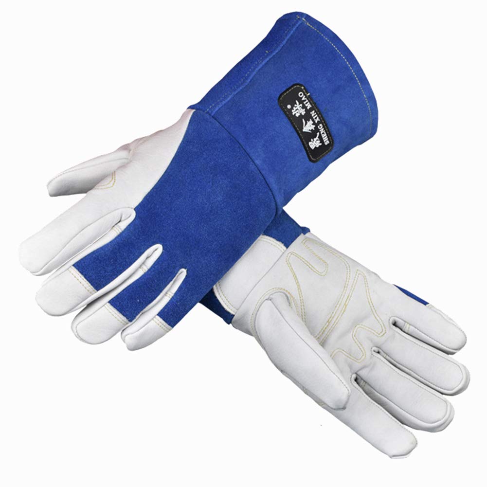 MUJING 13 Inch Short Paragraph Animal Handling Gloves Bite Proof Reinforced Leather Padding Dog,Cat Scratch,Bird Handling Falcon Gloves Grabbing,Reptile Squirrel Snake Bite