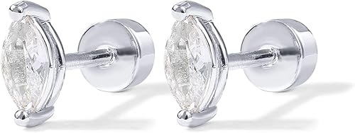 Miniatura 3 de PAVOI 14K Gold Plated Solid 925 Sterling Silver Post Cubic Zirconia Flat Back Earrings for Women Cartilage Earring Helix Piercing Jewelry Small