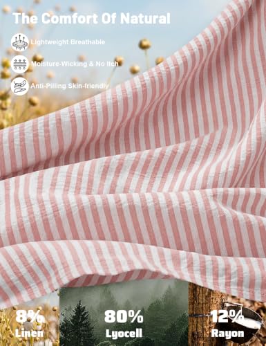Image of TARSE Womens Striped Linen Barrel Pants with Pockets Y2k Patchwork