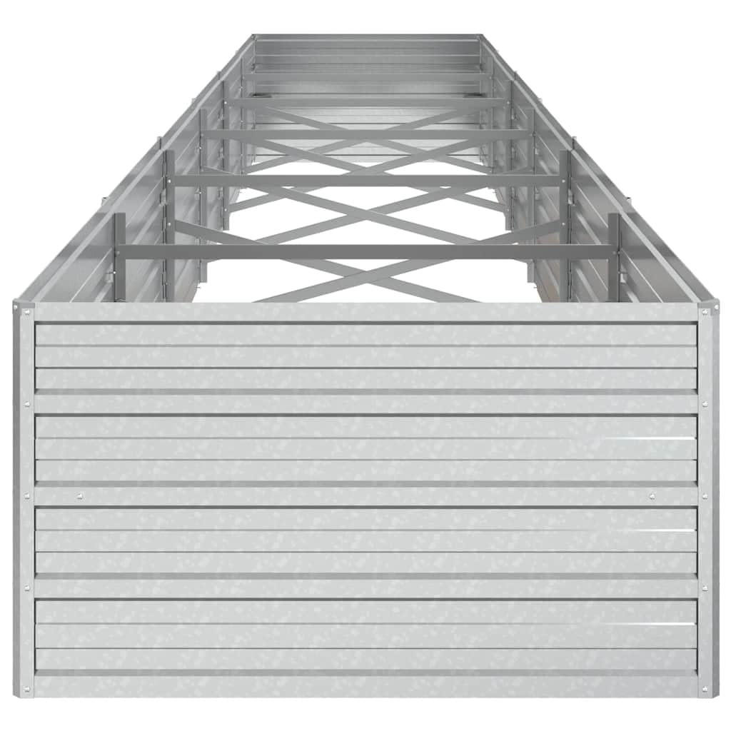 Jardinera elevada de 480 x 80 x 45 cm de acero galvanizado plateado, diseño moderno, robusto y resistente a la corrosión, maceta elevada para balcón, terraza y jardín