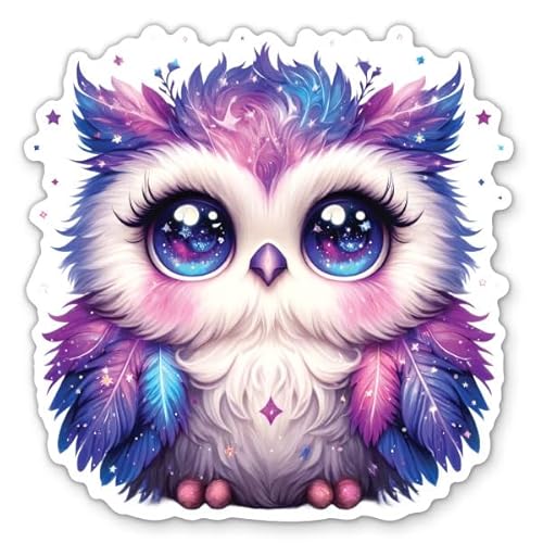 Owl Pretty Purple Sticker - 3" Laptop Sticker - Waterproof Vinyl for Car, Phone, Water Bottle -