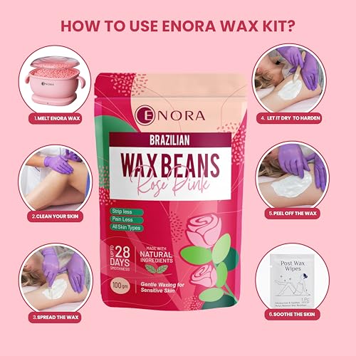 Image of ENORA Premium Waxing Kit for Women - Silicone Wax Warmer for Hair Removal, Eyebrow, Bikini, Legs, Face, Brazilian Wax & More - Machine + 1-Pack Hard Wax Beads (100 g)+ Accessories