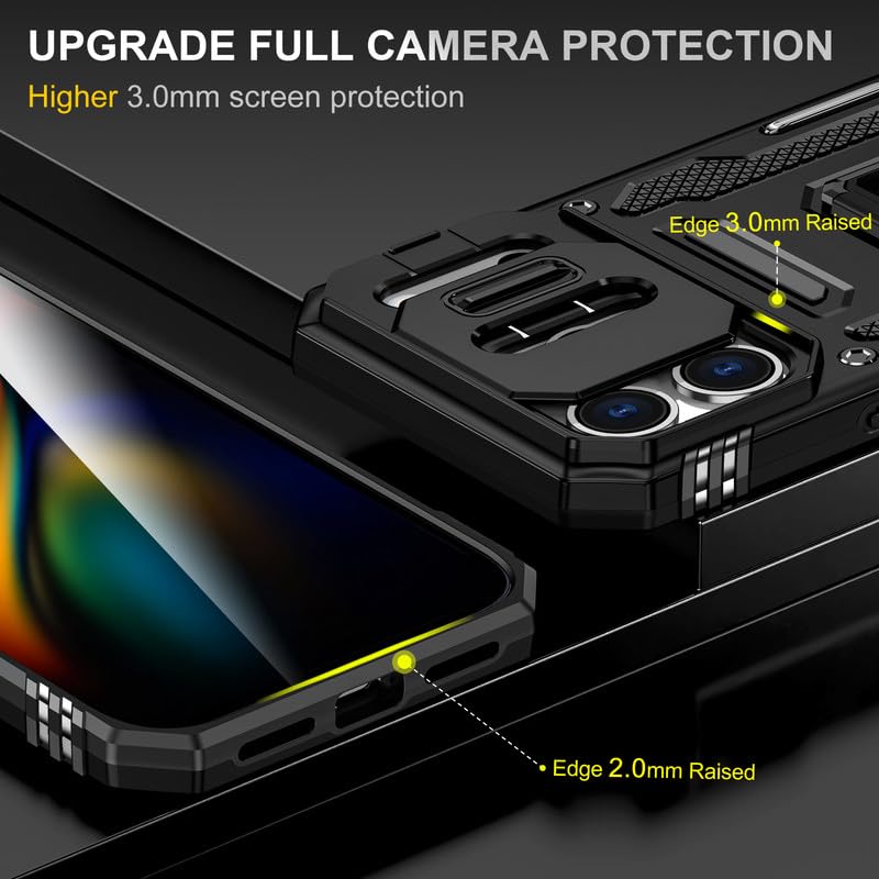 Image of Slide Camera Cover with Ring Holder Mobile Phone Back Cover for iPhone 17 Pro - Black