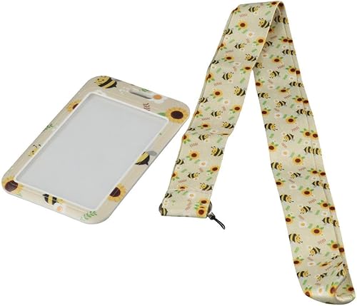 Miniatura 2 de Acollador de cuello de abejas y flores, llavero para el cuello de flores, soporte para tarjetas de identificación, llaves dacron Lanyard