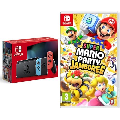 Nintendo Consola Switch - Color Azul Neón/Rojo Neón & Super Mario Party Jamboree