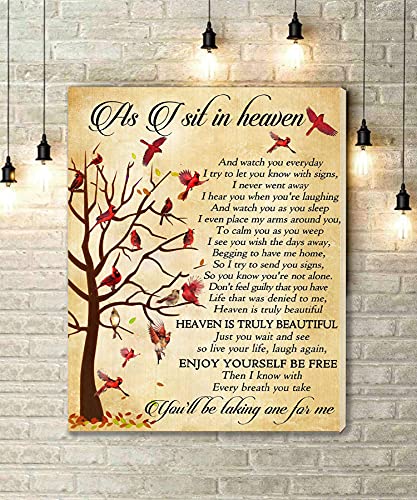 KEJPU Canvas Wall Art Cardinal Canvas As I Sit In Heaven You'll Be Talking One For Me Artwork for Living Room Office Decor Framed Ready to Hang 8