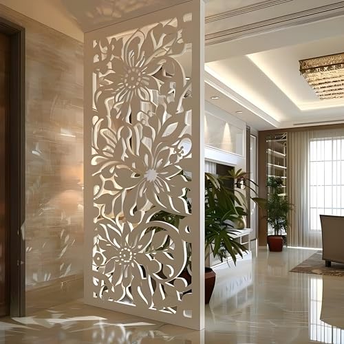 Image of Australian Handicrafts Hand Carved Wood Room Divider & Partition Panel Decorative Room Separator with Open Shelf Divider for Living Room Kitchen & Office. (72x40 Inch)