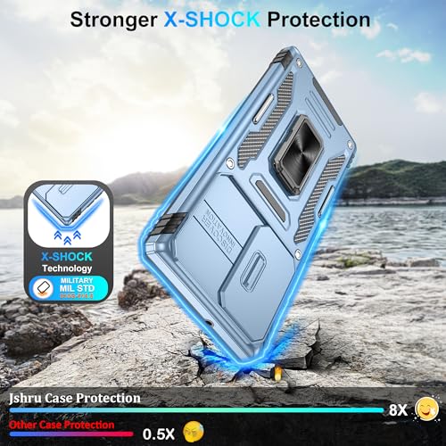 Gritup for Samsung Galaxy S22 Ultra Case with 2-Pack HD Screen Protectors and Slide Camera Cover,14FT Military Grade Drop Protection,Car Mounted Magnetic Rotate Kickstand S22 Ultra Cases,Light Blue by Gritup - Used condition - Image 3