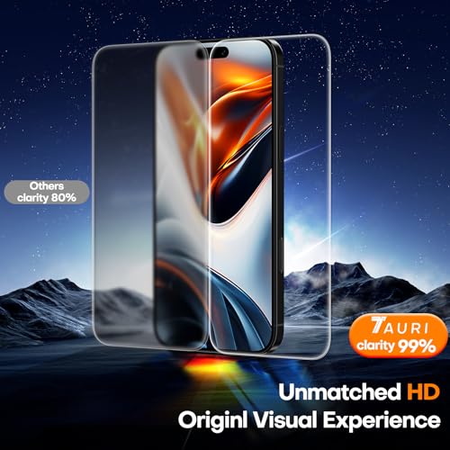 Image of TAURI 3 Pack for iPhone 16 Pro Max Screen Protector 6.9 inch with Auto-Installation Tool, Tempered Glass, Scratch-Resistant, [Military Grade Protection] Film