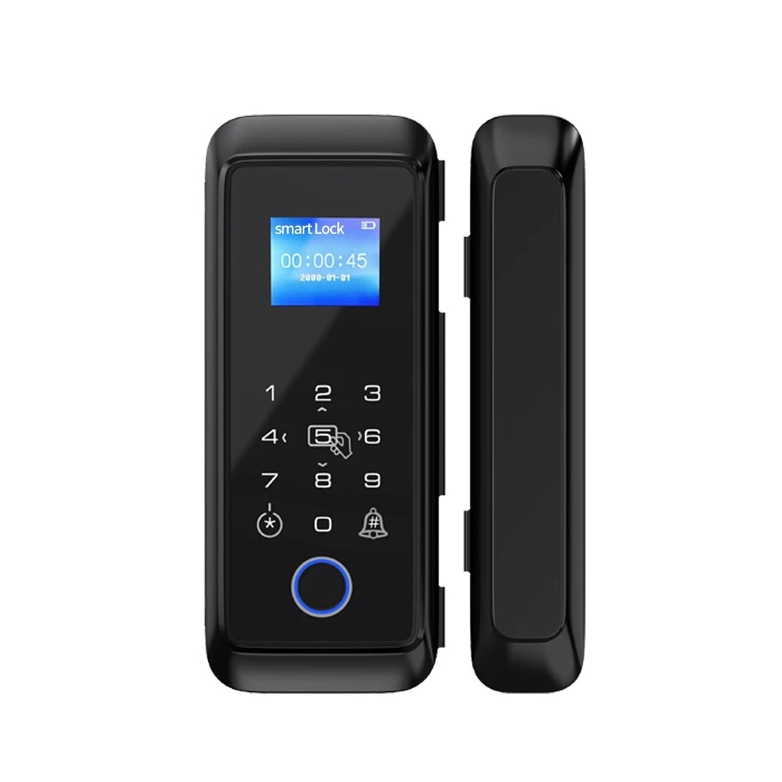 Cerradura inteligente for puerta de cristal con Bluetooth y huella dactilar, doble gancho, desbloqueo, tarjeta M1 contraseña,Seguridad mejorada(Double framed)