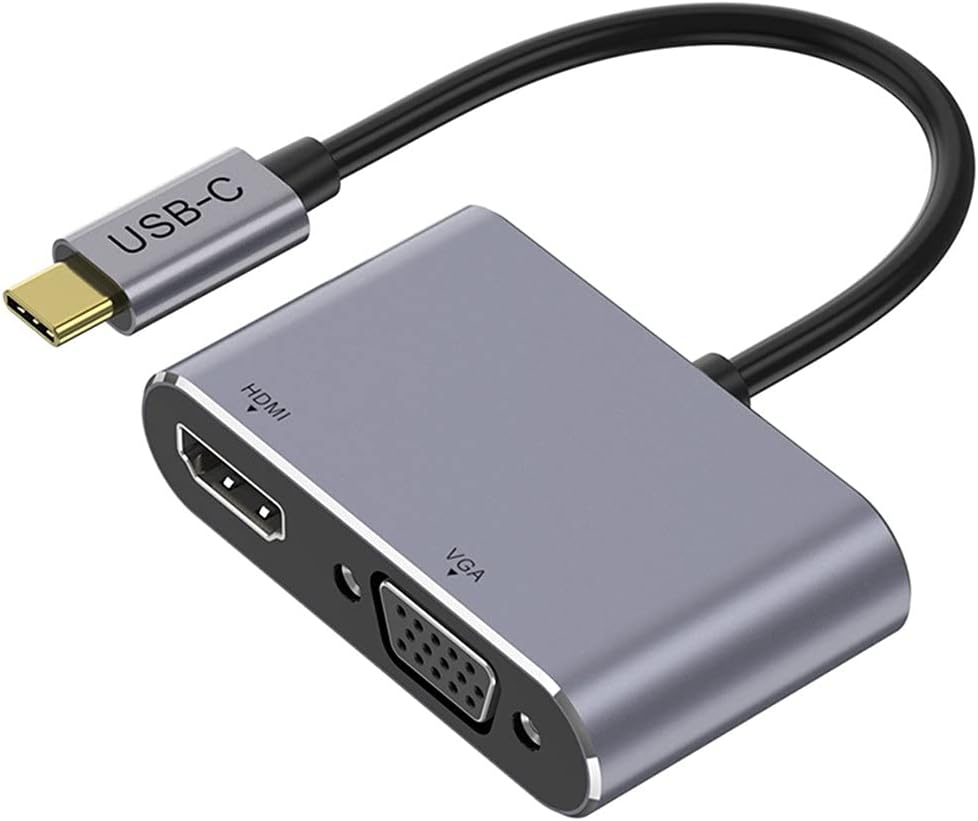 USB C HDMI VGA Adapter for Notebook Type C to HDMI Cable 4K Converter USB Type C VGA Splitter Hub Dock (Color : As Shown, Size : One Size)