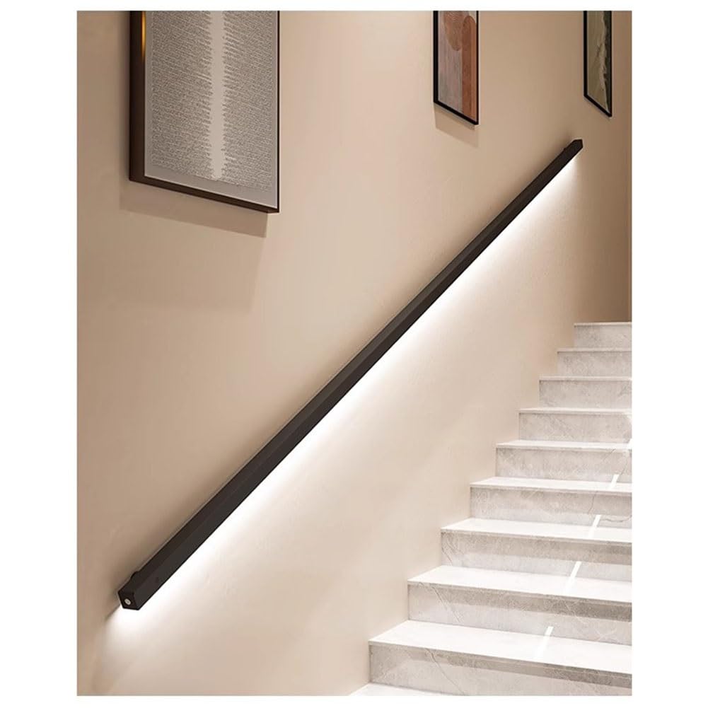 Rampe intérieure en acier inoxydable noir de 100 cm pour un couloir moderne et rassurant