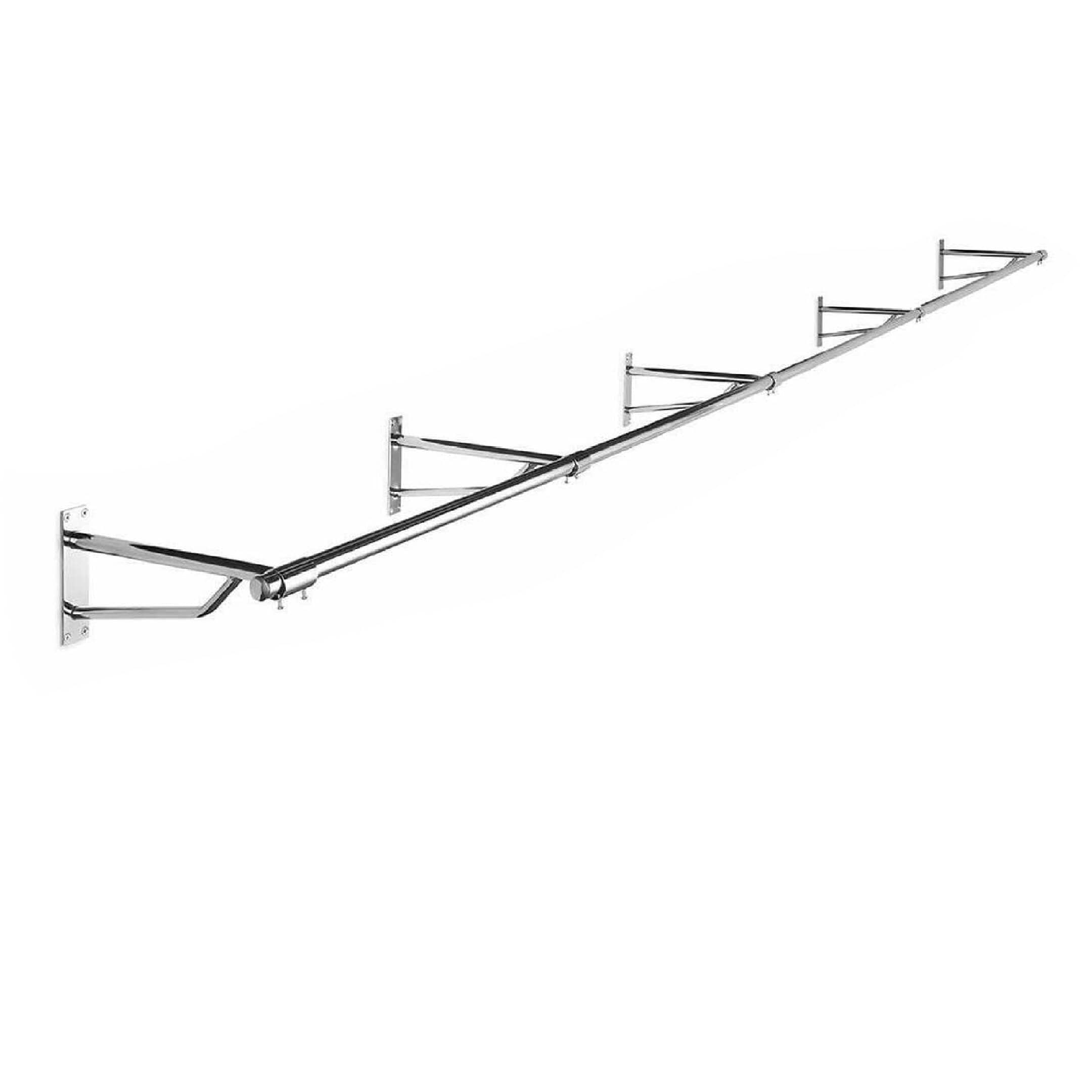 HeavyDuty 25mm OR 32mm Dia-Meter Hanging Rail Tubing System for Wall, Floor, Ceiling, Roof and Walk-in Wardrobe Chrome Tubing System (10 FEET + 5 X Bracket +2 X ENDCAP, 32MM) โ image 1