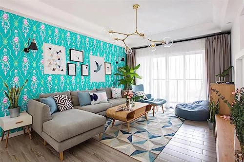 Image of NANA's Collections Green Floral Bundle Design Wallpaper - Self-Adhesive Waterproof Peel & Stick Wall Paper for Living Room, Bedroom, Kitchen - 45cm x 200cm Roll