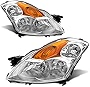 ADCARLIGHTS 2007-2009 Altima Headlight Assembly for 07-09 Nissan Altima 4Dr Sedan Clear Lens Chrome Housing with Amber Reflector Headlamp Replacement Left and Right