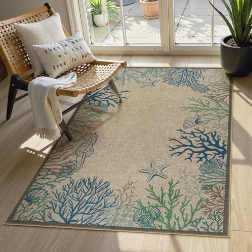 Tapete moderno 3x5 de yute para patio interior y exterior miniatura 1