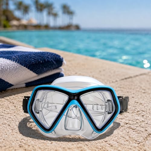 Máscara de natación para niños Swim Central Monaco azul aqua y negro para edades de 10 años en adelante 6.25" miniatura 2