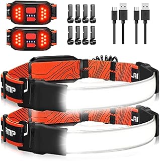 LED Headlamp Rechargeable, 1000 Lumen 230° Wide Beam LED Head lamp with Red Taillight, Super Bright LED Running Headlamp for Runner, Waterproof Lightweight Headlamps for Camping Hard Hat Running,2Pack