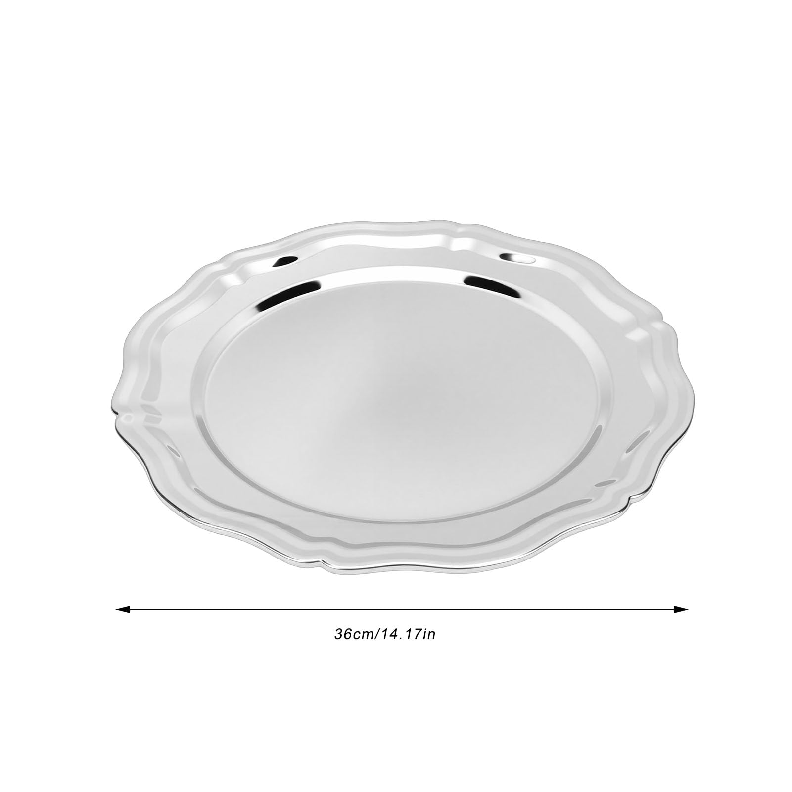 Bandeja para Fiestas,Bandeja Grande para Servir De Acero Inoxidable 304 con Borde De Encaje, Plato Decorativo Redondo para Aperitivos De Frutas Y Postres para Cocina, (Grande)