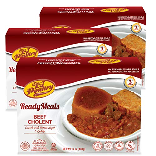 Kosher MRE Meat Meals Ready to Eat, Beef Cholent & Kugel (3 Pack