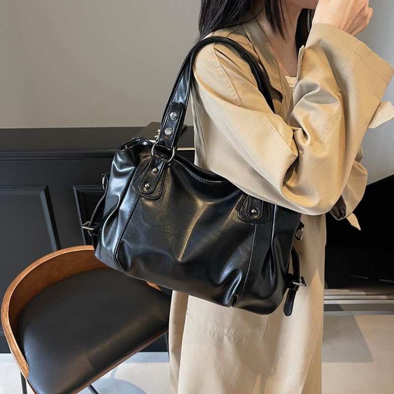 Bolso Tote Grande para Mujer, Cuero Sintético, Color Negro miniatura 2