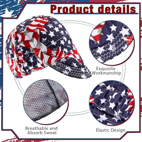 Image of Hercicy 4 Pcs Welding Cap Flame Resistant Cotton Welding Hat for Men Women's Welders Caps Fit Most Helmet Sweat Absorption Mesh Hat for Welder Electrician Gas Station (Stylish)