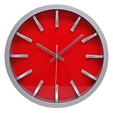 Kiera Grace Bold Modern-Contemporary Red Round Wall Clock, 12' x 12', Red