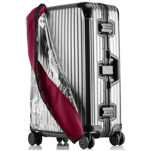Linpr Funda Protectora Transparente para Maletas de PVC Elástico - Impermeable para Equipaje Grande/Mediana/Cabina, No Requiere Desmontaje, 18-32 Pulgadas Funda Maleta (Rojo, 20 Pulgadas)
