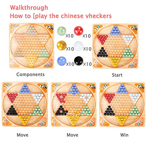 Lewo 2 in 1 Wooden Chess Set Chinese Checkers Board Table Games for Kids Adults Family.