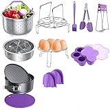 Accessories for Instant Pot, Pressure Cooker 17 Pieces Kit Compatible with 5/6/8Qt Steamer Baskets Springform Pan Egg Rack Oven Mitts Brush Tongs Silicone Mold Dish Plate Clip Mat Magnetic Cheat Sheet