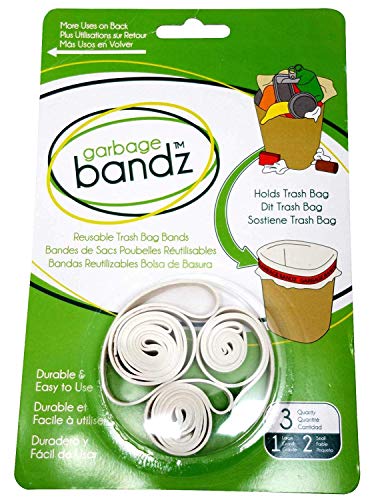 Garbage Bandz Reusable Elastic Rubber Bands for Trash Cans, 2-Pack (6 Pieces)