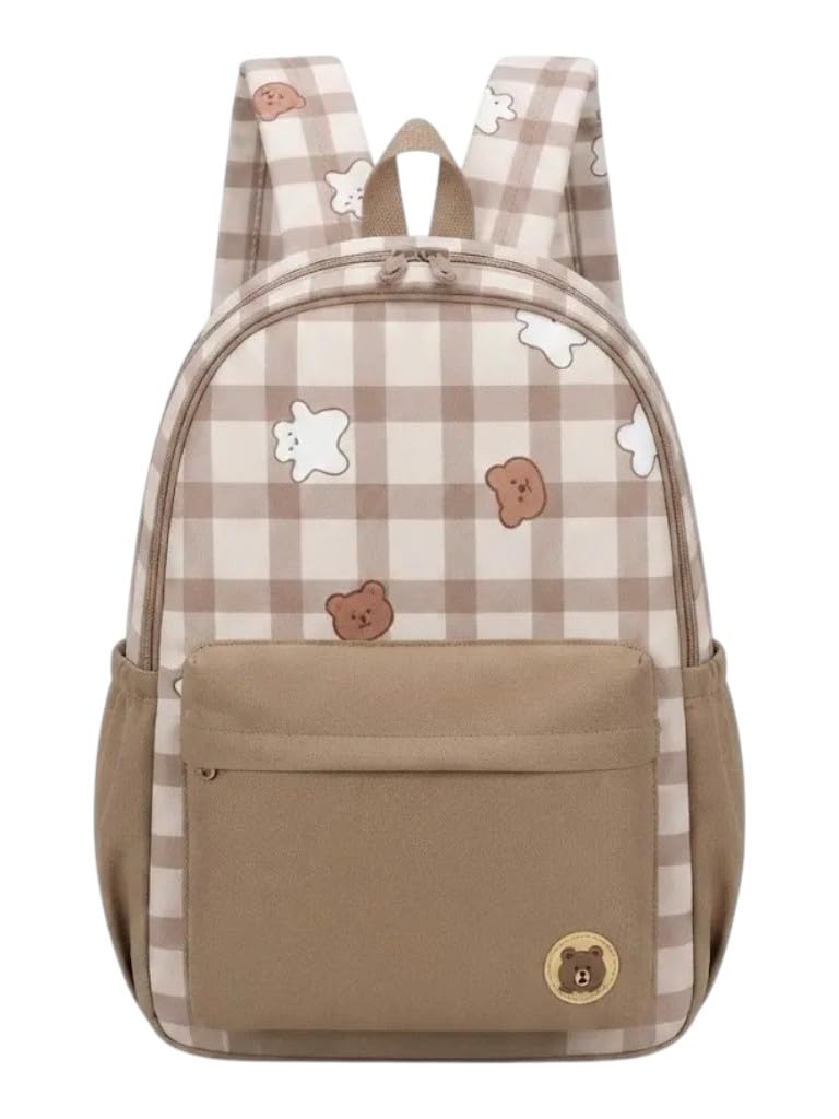 Brown Kawaii Backpack 4Pcs Set – Cute Aesthetic Korean School Bookbag with Tote Bag, Utility Pouch & Pencil Case – Large Laptop Backpack for Girls & Women-image-30